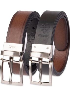 Chaps Men's Big Boys' 1" Reversible Dress Casual Belt 30/32.  Black/Brown